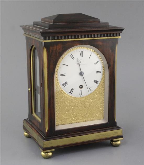 A Regency miniature mantel timepiece, Barraud, London, circa 1825, H 9.75ins