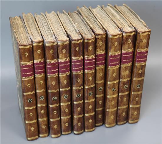 Shaw, George - Vivarium Naturae; or The Naturalists Miscellany, 10 vols (of 25), 8vo, rebacked quarter calf
