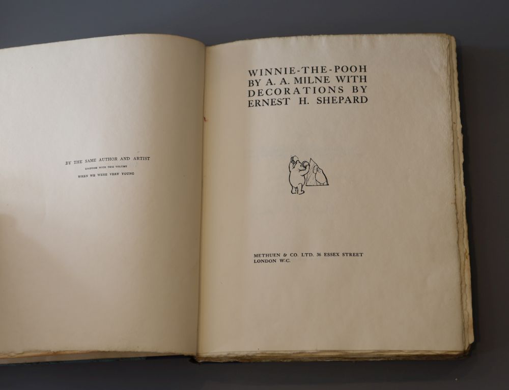 Milne, Alan Alexander - Winnie-The-Pooh, 1st edition, one of 350 large paper copies, qto, illustrated by Ernest H. Shepard, half cloth