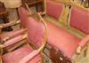 A continental carved beech three piece suite settee W.160cm                                                                            