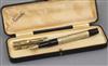 A cased Namiki 14k rolled gold fountain pen, 13cm                                                                                      