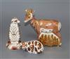 Three Royal Crown Derby paperweights, Pronghorn Antelope  with certificate, a New Year 2010 Tiger and Meerkat                          