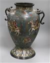 A Chinese large Archaic style champleve enamelled vase, H 43cm                                                                         