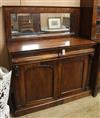 A Victorian mahogany chiffonier with raised mirror back W.121cm                                                                        