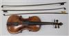 A 19th century English violin, label for John Betts Royal Exchange London 1861,                                                        