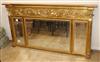 A Regency style gilt gesso triple plated overmantel W.142cm                                                                            