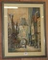 Henry Schafer, watercolour, Continental street scene, signed, 60 x 45cm                                                                