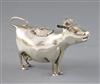 A late 1950's silver cow creamer by William Comyns & Sons Ltd, length 15.3cm.                                                          