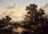 J. Harvey (19th C.) Landscape with cattle watering 22 x 29.5in.                                                                        