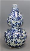 A Chinese blue and white double gourd vase height 34cm                                                                                 