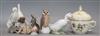 Five Royal Copenhagen animal models, a Bing & Grondahl figure of an owl and a Copenhagen Frijsenborg sucrier and cover,                