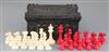 A Jaques of London Staunton carved and stained ivory chess set, kings 3in.                                                             