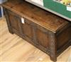 A carved oak small coffer, with hinged top W.91cm                                                                                      