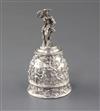 A late Victorian cast silver hand bell by Aldwinckle & Slater, 16 oz.                                                                  