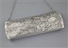 An early 20th century Russian 84 zolotnik silver large rounded rectangular purse, 22.8cm.                                              