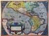 Abraham Ortelius Map of 'Americae Sive Nova Descriptio' on an oval projection,1587 or later, Theatrum Orbis Terrarum Latin edition 14.5