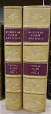 Allen, T - A New and Complete History of The Counties of Surrey and Sussex, 2 vols, later quarter calf, London 1830                    