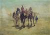 I. El Korvy, oil on canvas, camel train, signed, 48 x 66cm                                                                             