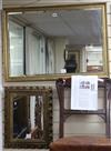 A carved giltwood picture framed wall mirror and a rectangular beaded gilt framed wall mirror W.88 and 40cm                            
