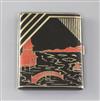 A French Art Deco silver and two colour enamel cigarette case, 82mm.                                                                   