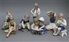 Seven Bing & Grondahl and Royal Copenhagen small figures,                                                                              