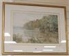 Thomas Hunn, watercolour, Swans on the river, signed, 38 x 59cm                                                                        