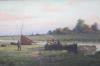 Victorian School, oil, Canal scenes with barges, signed Broxk                                                                                                                                                               