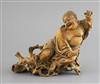 A Chinese bamboo group of Liu Hai and his three legged toad, late 19th/early 20th century, L. 20cm                                     