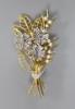 A modern two colour 14ct gold, sapphire, diamond and seed pearl set floral spray brooch, by Cropp & Farr                                                                                                                    