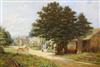 John Bonny (1875-1948) Village street with a wheelwrights and Cornfield after harvest 24 x 36in.                                       