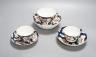 A Worcester scale blue chocolate cup and saucer and a pair of similar tea bowls and saucers, circa 1775                                                                                                                     