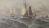 Charles Frederick Allbon (1856-1926), watercolour, Fishing boats at sea, signed, 8 x 13cm                                                                                                                                   