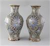 A pair of Doulton Lambeth baluster vases, decorated by Frank Butler, 27.5cm                                                            