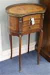 A pair of French Transitional style pollard oak and mahogany petit commodes w.44cm                                                     