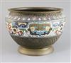 A Japanese bronze and champleve enamel jardiniere D. 10.75in.                                                                          