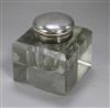 A Victorian silver-mounted glass inkwell, Birmingham 1899                                                                              