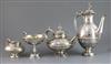 A Victorian four-piece engraved silver and silver-gilt pedestal tea and coffee service, by Frederick Elkington, gross 87.5 oz.         