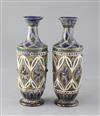 A pair of Doulton Lambeth stoneware vases, decorated by Elizabeth Fisher, height 21cm                                                  