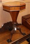 A Victorian walnut octagonal topped work table W.41cm                                                                                  