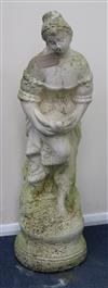 A weathered reconstituted stone figure of a lady W.25cm approx.                                                                        