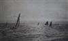 William Lionel Wyllie - etching, Fishing boats off the Coast 14 x 22cm.                                                                