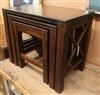 A nest of three hardwood tea tables w.60cm                                                                                             