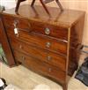 A George III mahogany chest fitted two short drawers and three graduated long drawers on outswept feet W.107cm                         