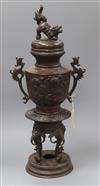 A Japanese Meiji period bronze censer height 58cm                                                                                      