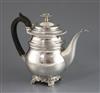 A George IV silver coffee pot by Emes & Barnard, gross 24.5 oz.                                                                        