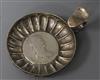 An early 19th century continental white metal taste vin with inset coin base, 67mm.                                                    