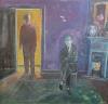 Harold Mockford (1932-), The Visitor, 1990, Oil on board, 122 x 122 cm.                                                                                                                                                     