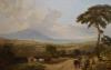 James Peel RBA (1811-1906, Extensive landscape with harvesters at rest, cattle drover and coastal scene beyond, oil on canvas, 75 x 116cm                                                                                   