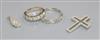 Two 18ct gold and diamond half eternity rings and two diamond set pendants including 9ct white gold.                                   