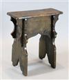 An early 17th century boarded oak stool, 1ft 7.5in. x 8.5in. H.1ft 10.5in.                                                             